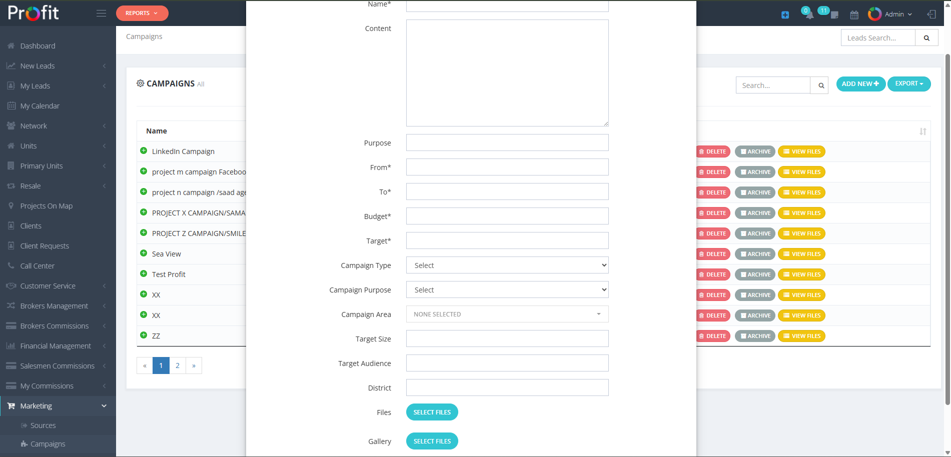 Add New Campaign Form